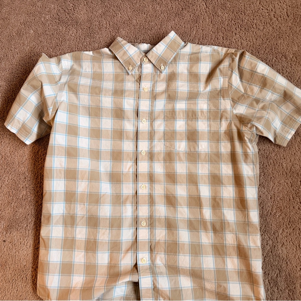 Croft & Barrow Tan and White Plaid Shirt